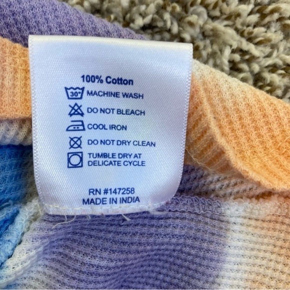 Simply Southern Tie Dye Waffle Knit Lounge Beach Shorts Peach Purple Blue Sz M - Picture 12 of 14